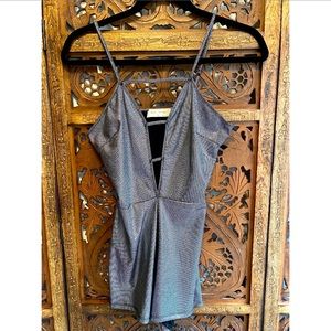 SOLD Bear Dance caged front metallic short romper